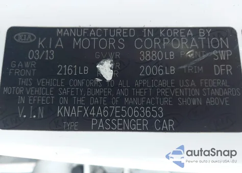 2014 Kia Forte Lx from USA, damaged, VIN KNAFX4A67E5063653